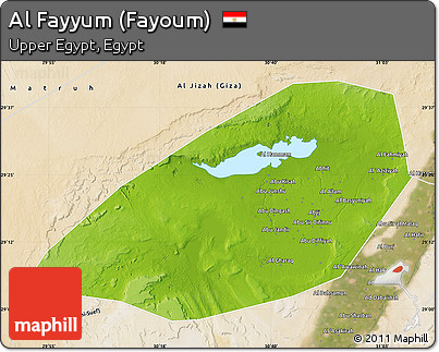 Physical Map of Al Fayyum (Fayoum), satellite outside