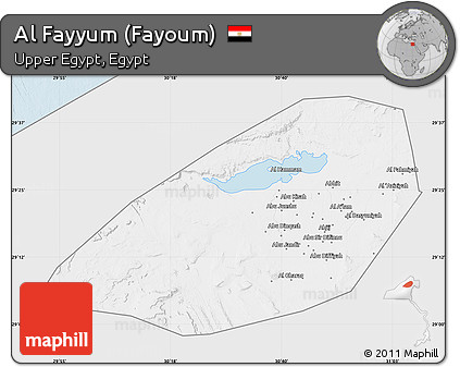 Silver Style Map of Al Fayyum (Fayoum), single color outside