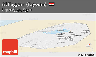 Classic Style Panoramic Map of Al Fayyum (Fayoum), single color outside
