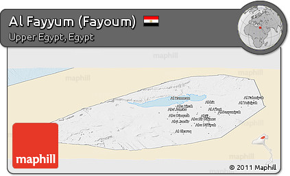Classic Style Panoramic Map of Al Fayyum (Fayoum), single color outside