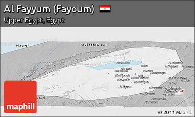 Gray Panoramic Map of Al Fayyum (Fayoum)