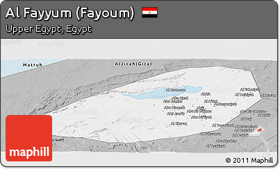 Gray Panoramic Map of Al Fayyum (Fayoum)