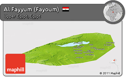 Physical Panoramic Map of Al Fayyum (Fayoum), cropped outside