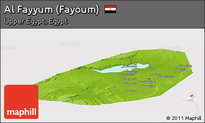 Physical Panoramic Map of Al Fayyum (Fayoum), cropped outside