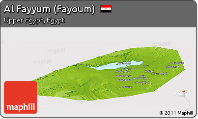 Physical Panoramic Map of Al Fayyum (Fayoum), cropped outside