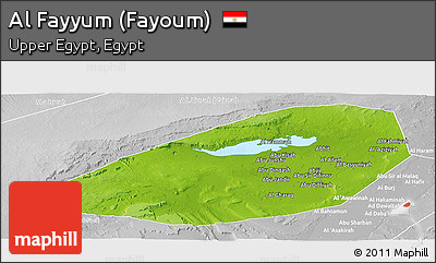 Physical Panoramic Map of Al Fayyum (Fayoum), lighten, desaturated