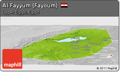 Physical Panoramic Map of Al Fayyum (Fayoum), lighten, desaturated
