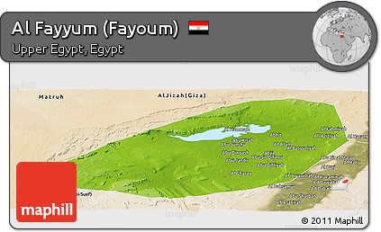 Physical Panoramic Map of Al Fayyum (Fayoum), satellite outside