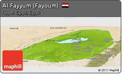 Physical Panoramic Map of Al Fayyum (Fayoum), satellite outside