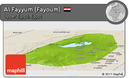 Physical Panoramic Map of Al Fayyum (Fayoum), shaded relief outside