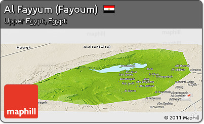 Physical Panoramic Map of Al Fayyum (Fayoum), shaded relief outside