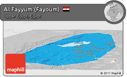 Political Panoramic Map of Al Fayyum (Fayoum), lighten, desaturated