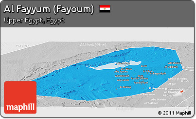 Political Panoramic Map of Al Fayyum (Fayoum), lighten, desaturated