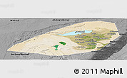 Satellite Panoramic Map of Al Fayyum (Fayoum), darken, desaturated