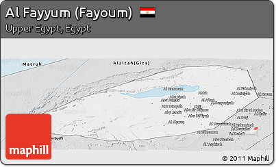 Silver Style Panoramic Map of Al Fayyum (Fayoum)