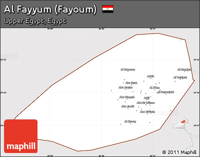 Classic Style Simple Map of Al Fayyum (Fayoum), cropped outside