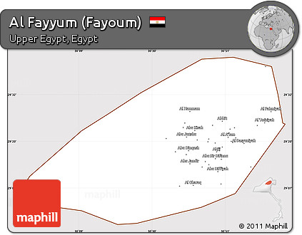 Classic Style Simple Map of Al Fayyum (Fayoum), cropped outside