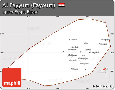 Classic Style Simple Map of Al Fayyum (Fayoum), cropped outside