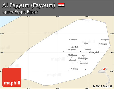 Classic Style Simple Map of Al Fayyum (Fayoum), single color outside