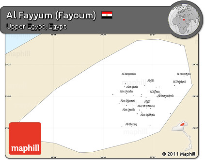 Classic Style Simple Map of Al Fayyum (Fayoum), single color outside