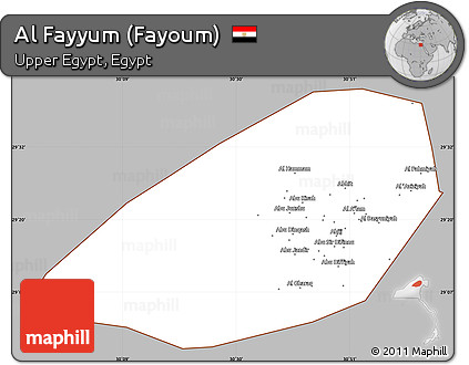 Gray Simple Map of Al Fayyum (Fayoum), cropped outside