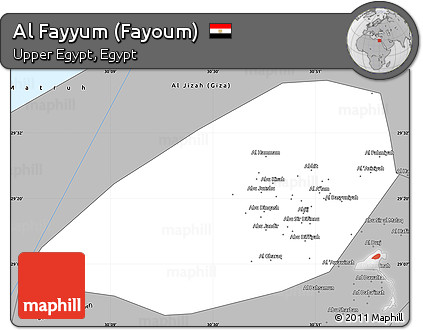 Gray Simple Map of Al Fayyum (Fayoum)