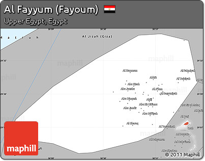 Gray Simple Map of Al Fayyum (Fayoum)