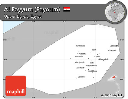 Gray Simple Map of Al Fayyum (Fayoum), single color outside