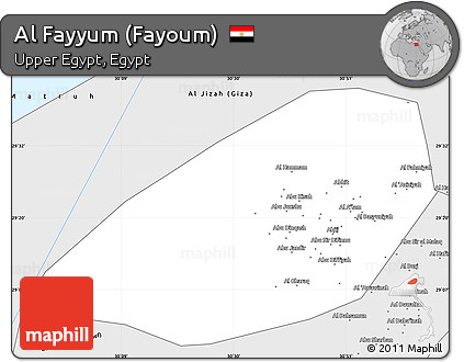 Silver Style Simple Map of Al Fayyum (Fayoum)