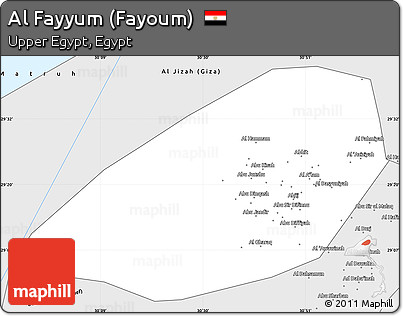 Silver Style Simple Map of Al Fayyum (Fayoum)