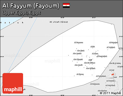 Silver Style Simple Map of Al Fayyum (Fayoum)
