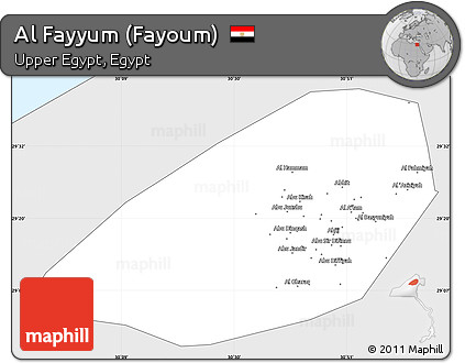 Silver Style Simple Map of Al Fayyum (Fayoum), single color outside