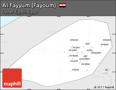 Silver Style Simple Map of Al Fayyum (Fayoum), single color outside