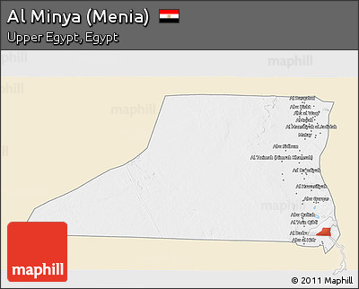 Classic Style 3D Map of Al Minya (Menia), single color outside