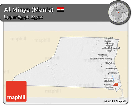 Classic Style 3D Map of Al Minya (Menia), single color outside