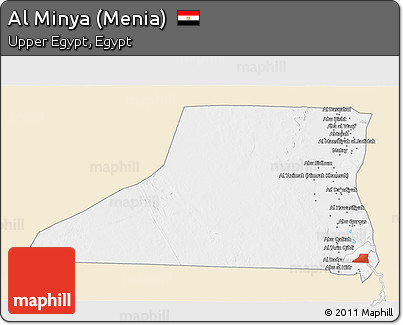 Classic Style 3D Map of Al Minya (Menia), single color outside