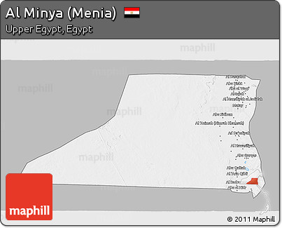 Gray 3D Map of Al Minya (Menia), single color outside