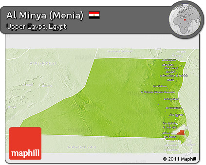 Physical 3D Map of Al Minya (Menia), lighten