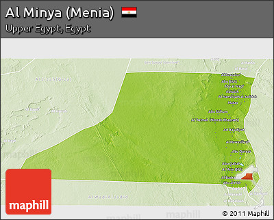 Physical 3D Map of Al Minya (Menia), lighten