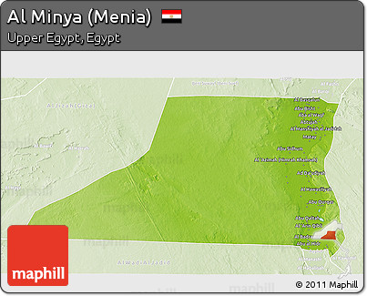 Physical 3D Map of Al Minya (Menia), lighten