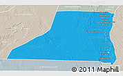 Political 3D Map of Al Minya (Menia), lighten, semi-desaturated