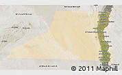 Satellite 3D Map of Al Minya (Menia), semi-desaturated
