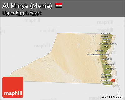 Satellite 3D Map of Al Minya (Menia), single color outside