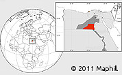 Blank Location Map of Al Minya (Menia), highlighted country, highlighted parent region