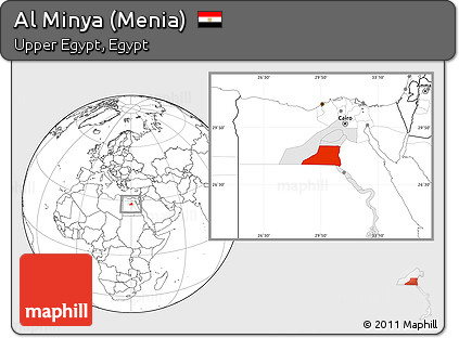 Blank Location Map of Al Minya (Menia), highlighted parent region