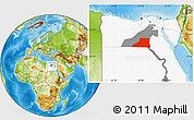 Physical Location Map of Al Minya (Menia), highlighted country, highlighted parent region