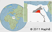 Savanna Style Location Map of Al Minya (Menia), highlighted country, highlighted parent region, hill shading