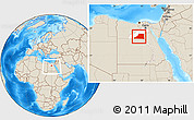 Shaded Relief Location Map of Al Minya (Menia), highlighted parent region, within the entire country