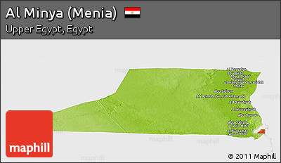 Physical Panoramic Map of Al Minya (Menia), single color outside