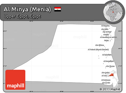 Gray Simple Map of Al Minya (Menia), single color outside
